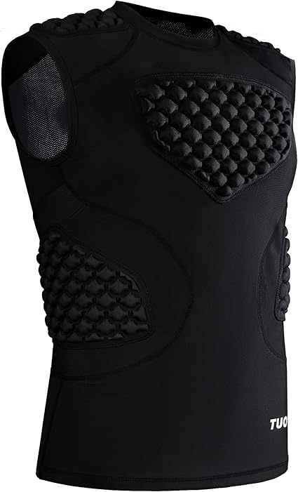 Men Football Padded Compression Shirt 5-Pads Chest Rib Protector Padded Shirt for Football Rugby Baseball Lacrosse