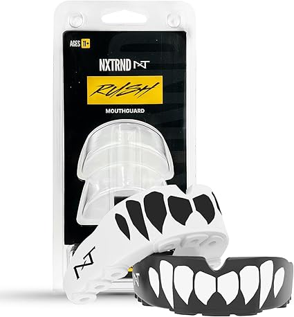 2 Pack Nxtrnd Rush Mouth Guard for Boxing and Other Sports (Black & White Fangs)