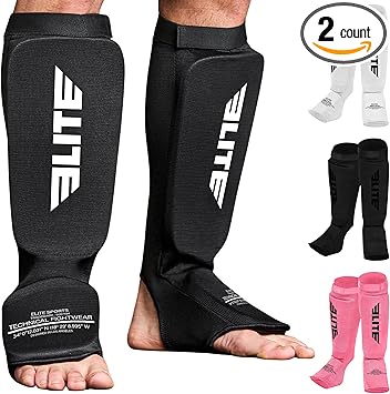 MMA Shin Pads for Muay Thai and Kickboxing, Protective Shin Guards with Instep Guard for Sparring and Training, for Adults, Kids, and Youth