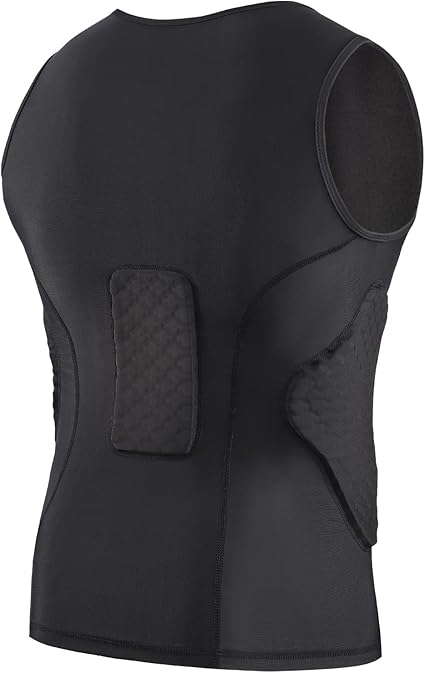 Men Padded Chest Rib Protector Vest 4-Pads Shirt for Adult Football Baseball Softball Rugby Basketball