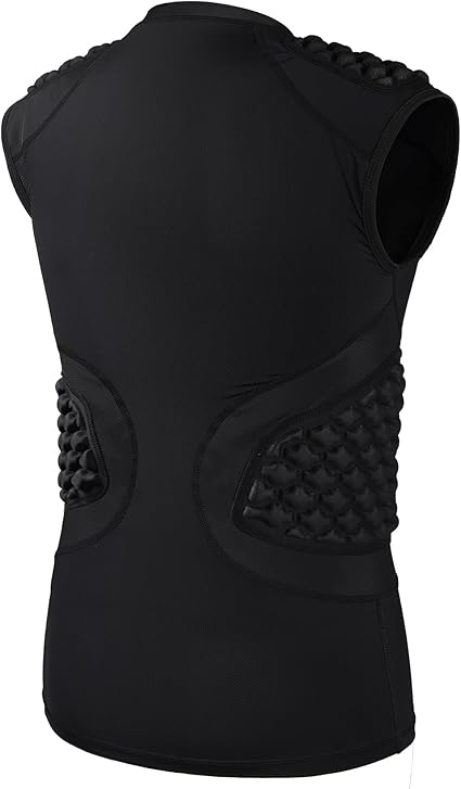 Men Football Padded Compression Shirt 5-Pads Chest Rib Protector Padded Shirt for Football Rugby Baseball Lacrosse