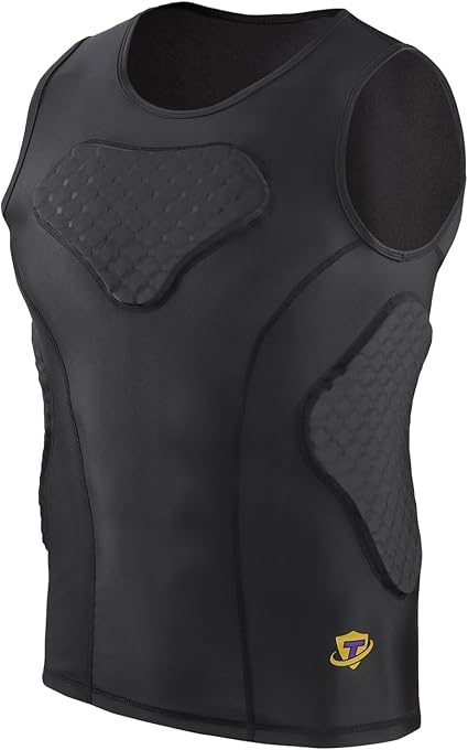 Men Padded Chest Rib Protector Vest 4-Pads Shirt for Adult Football Baseball Softball Rugby Basketball