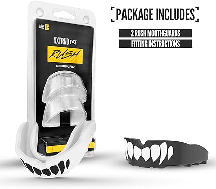 2 Pack Nxtrnd Rush Mouth Guard for Boxing and Other Sports (Black & White Fangs)