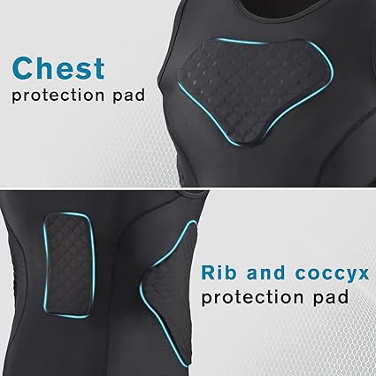 Men Padded Chest Rib Protector Vest 4-Pads Shirt for Adult Football Baseball Softball Rugby Basketball