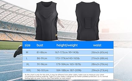 Men Padded Chest Rib Protector Vest 4-Pads Shirt for Adult Football Baseball Softball Rugby Basketball